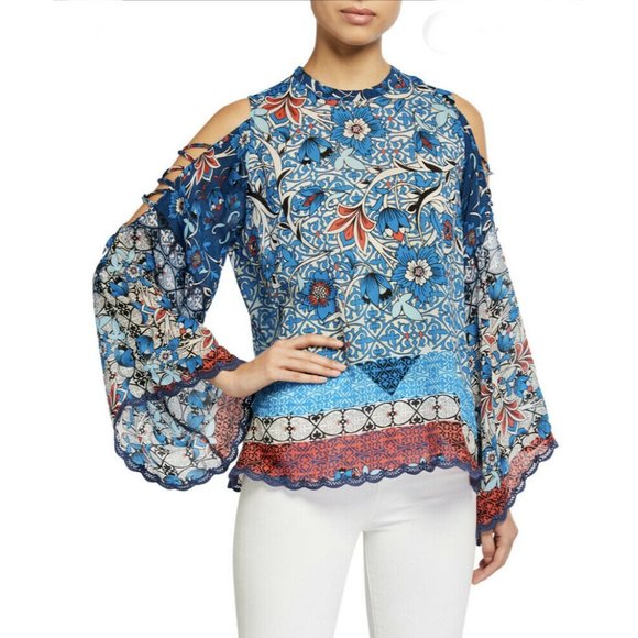 JOHNNY WAS BONDI COLD SHOULDER BLOUSE TOP NWT XL - Picture 4 of 10